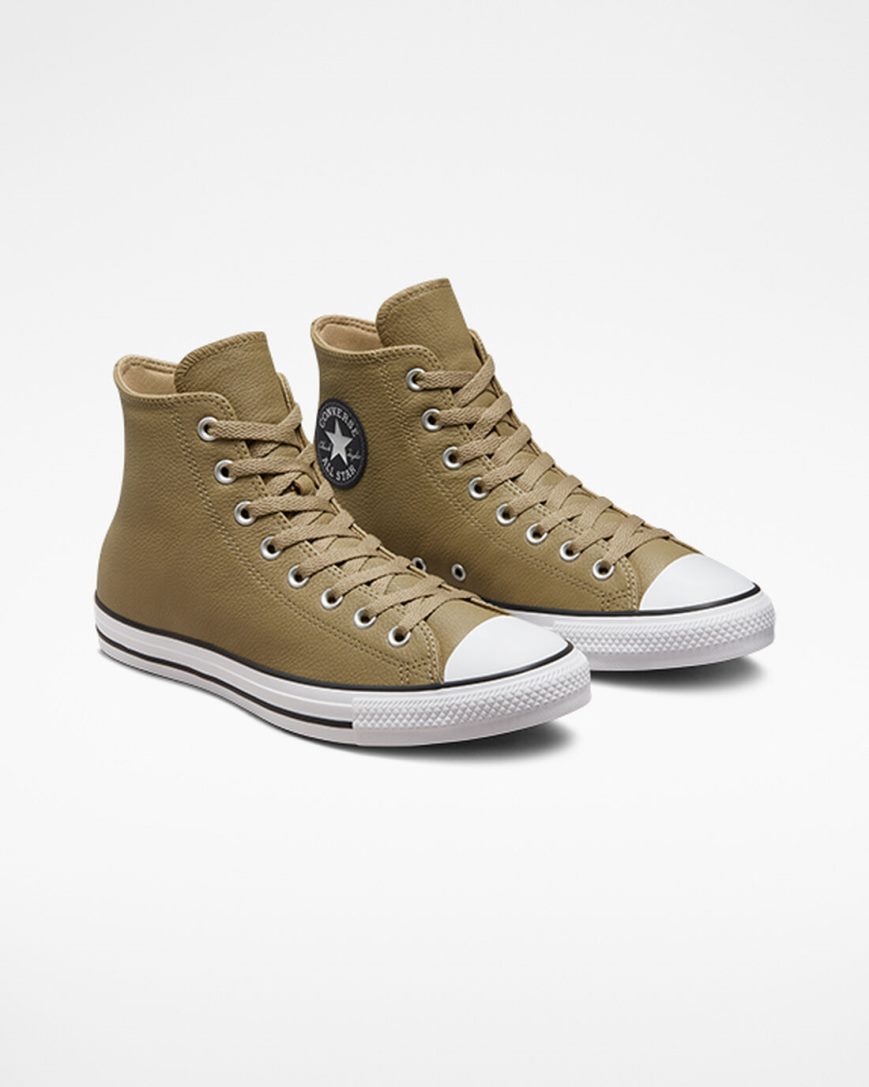 Zapatillas Altas Converse Chuck Taylor All Star Cuero Hombre Kaki | PE 27W04E